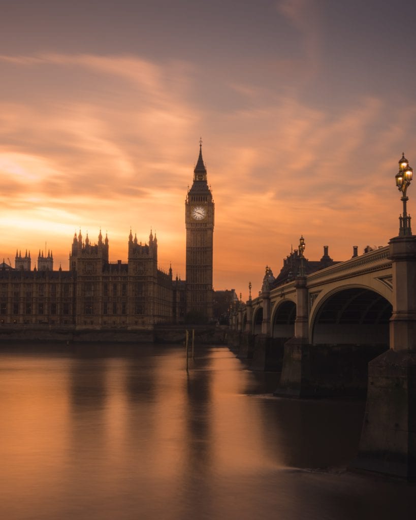 Big Ben and the Thames at sunset